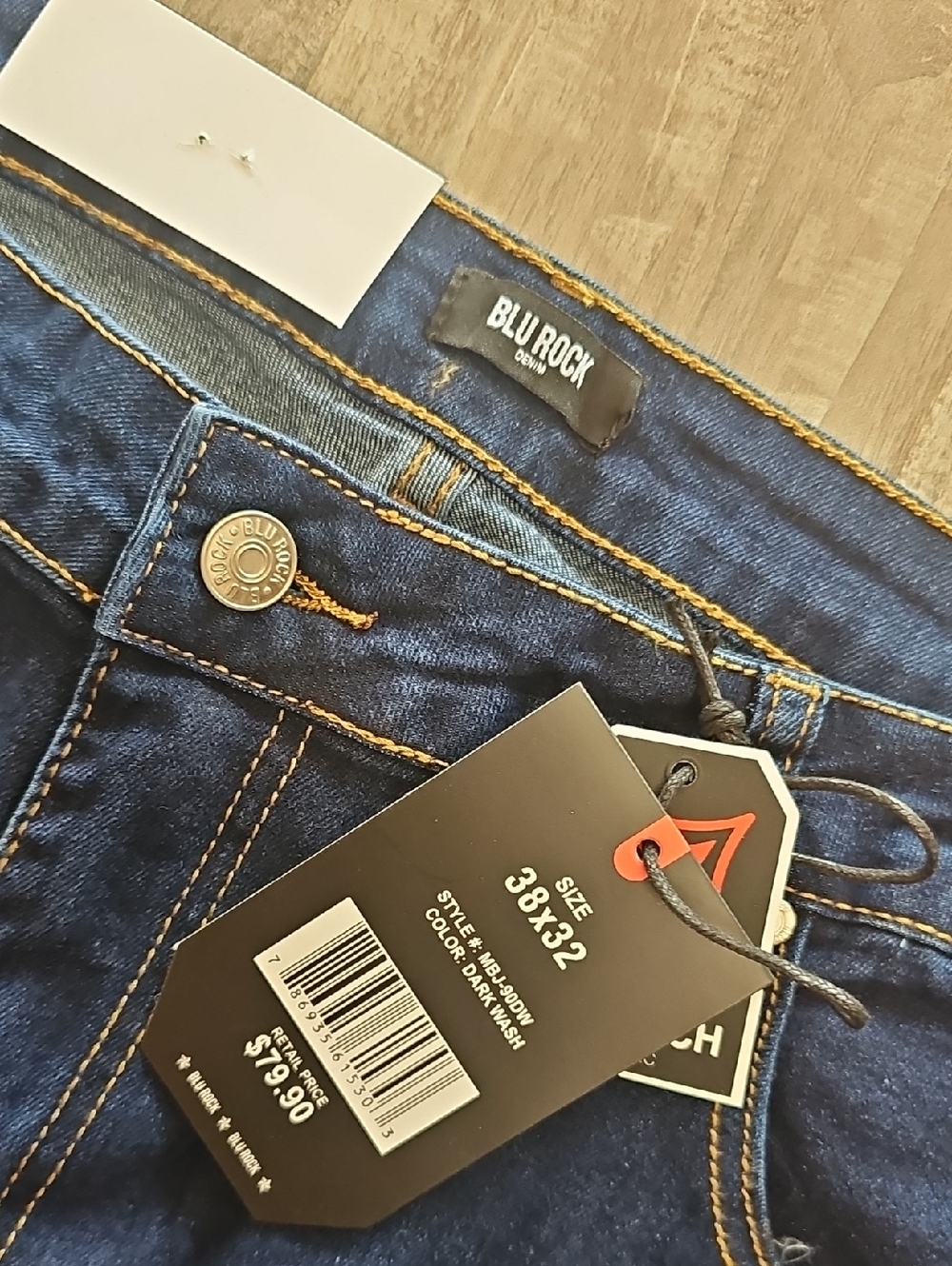 NWT Blu Rock Jeans Flex 4-way Stretch Dark Wash 38 x 32 Slim Fit - Picture 2 of 7